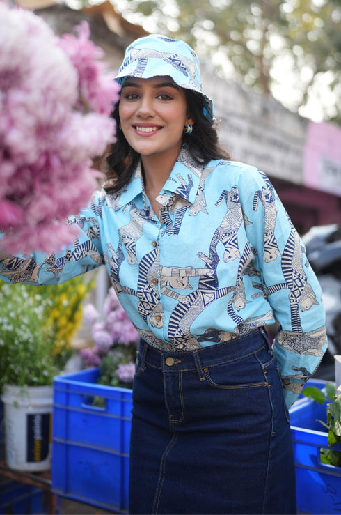 Blue Meow Twinning Shirt (Women & Men)